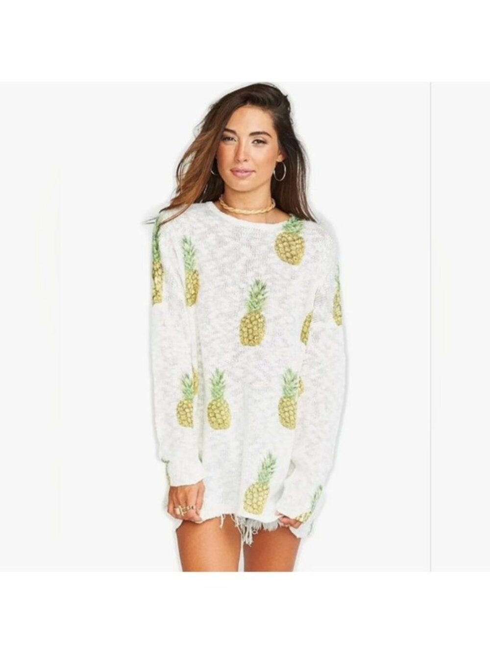 Show Me Your Mumu Varsity Pineapple Paradise Tunic Sweater Size XS